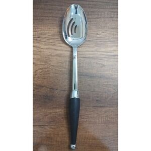 14" Copco Stainless Long Solid Serving Spoon with Black Handle U58